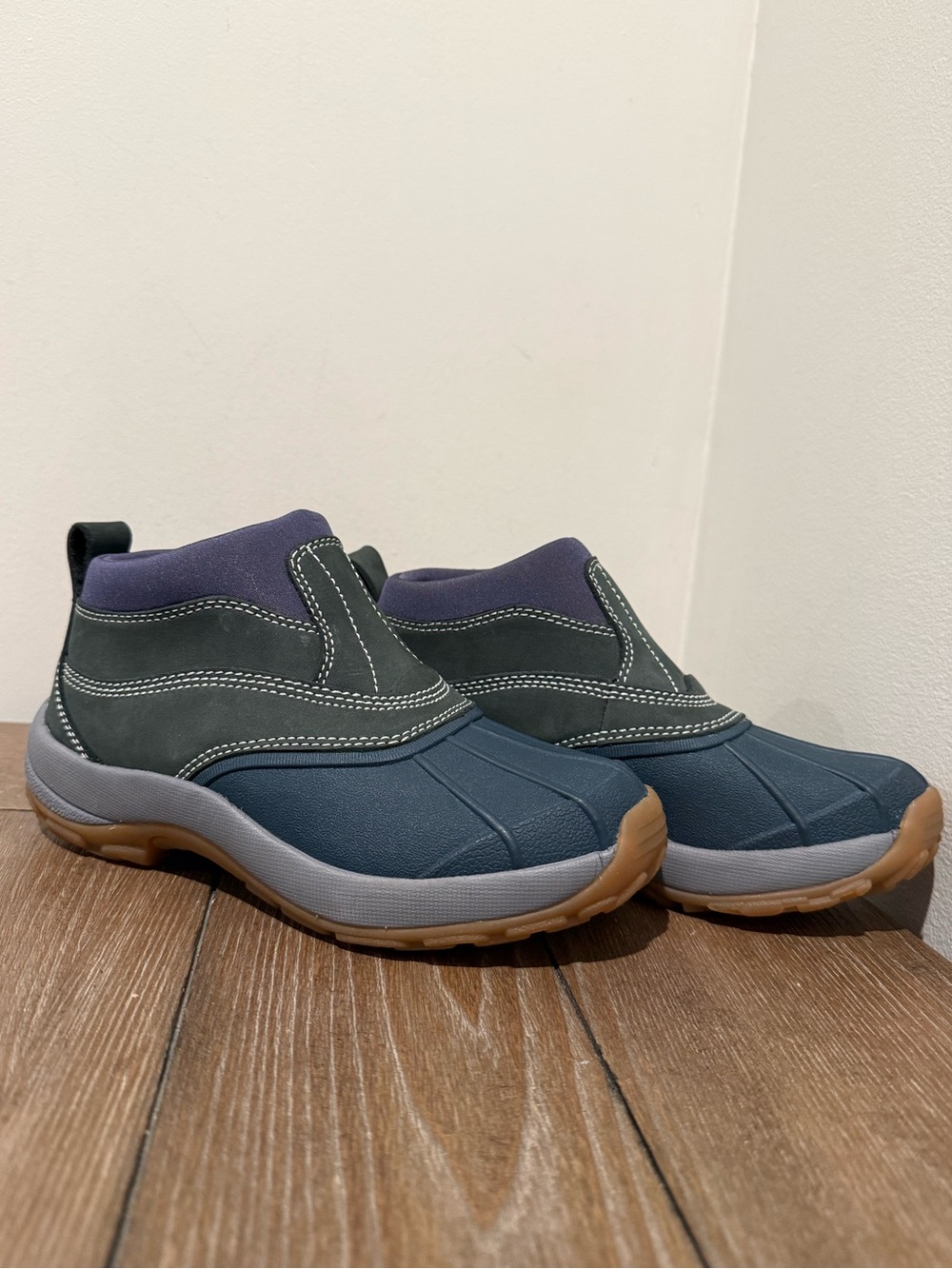 L.L. Bean Kids Boots Size 3 Navy Blue Storm Chaser Pull On Ankle Duck Boots